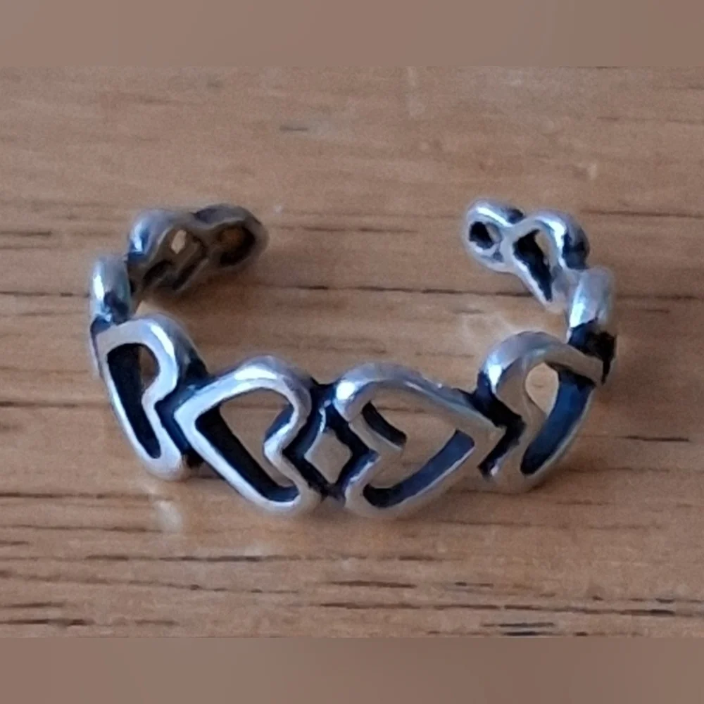 EUC Vintage Silpada Sterling Silver 925 Heart Adjustable Beach Ring Jewelry